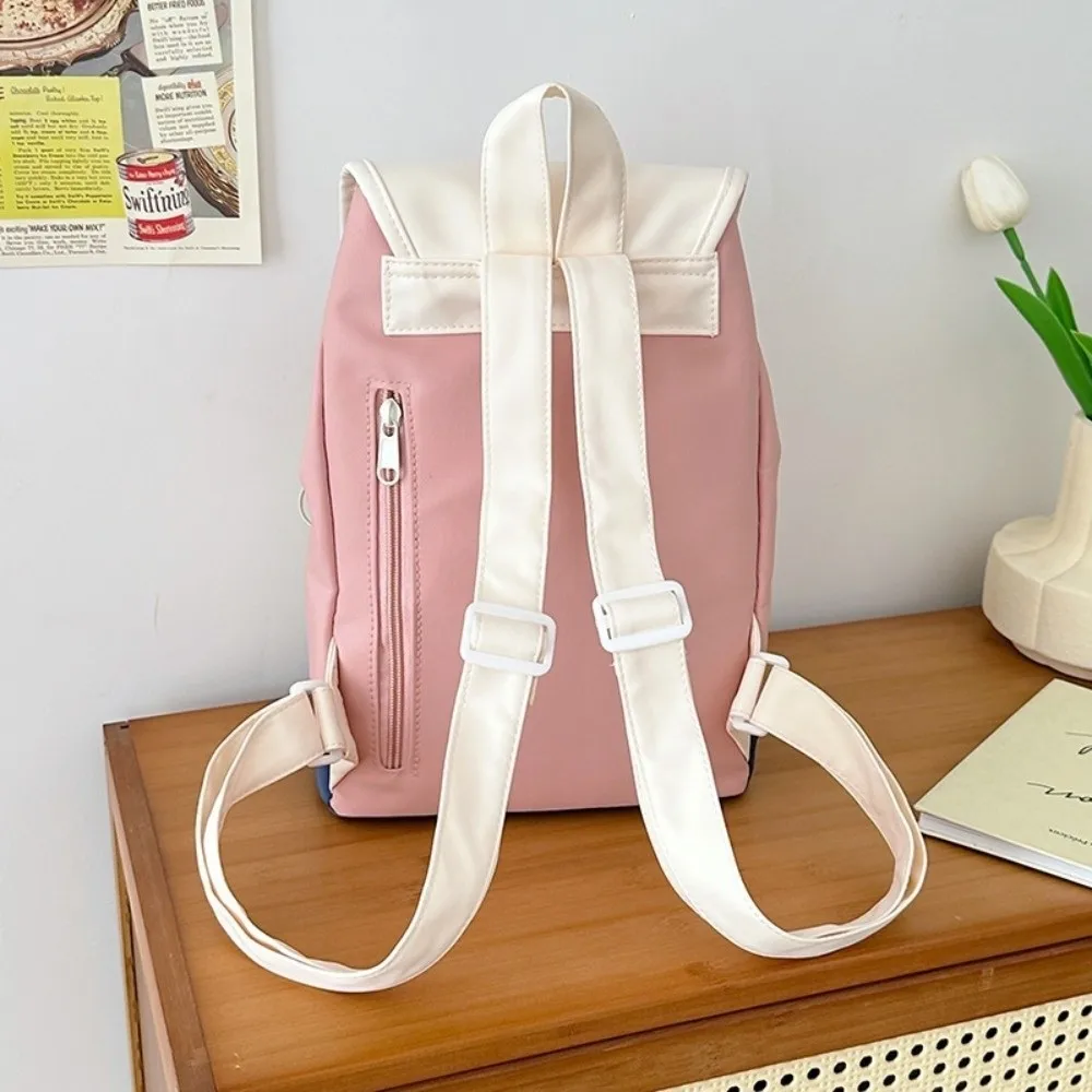 간단한 Drawstring 나일론 배낭 대용량 한국 스타일 어깨 가방 여러 포켓 다채로운 학생 학교 가방 여성