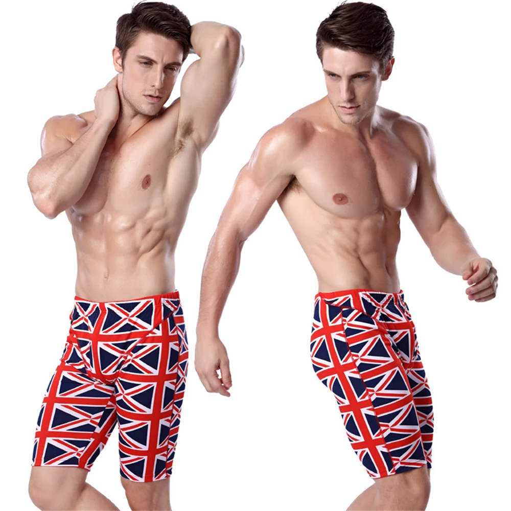 

Professional quick-dry five-minute men's long and fashionable swimming trunks with flat horns MS012