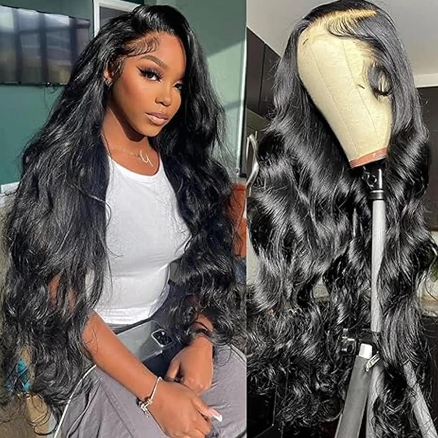 Body Wave Lace Front Wigs Human Hair 13X4 HD Transparent Lace Frontal Wigs Human Hair For Women 180% Density Pre Plucked