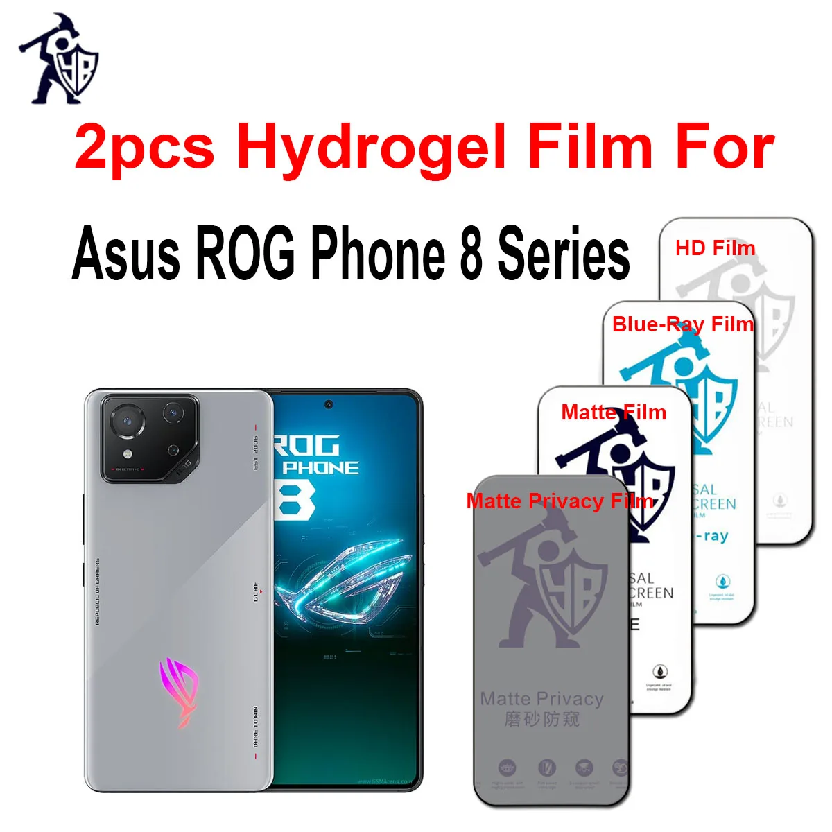 2pcs Matte Hydrogel Film For Asus ROG Phone 8 HD Screen Protector For Asus ROG Phone 8 Pro Original Frosted/Blueray/Privacy Film