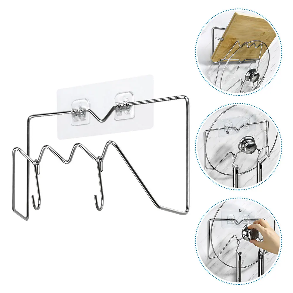 

1Pcs Wall Hanging Cutting Board Rack Stainless Steel Kitchen Storage Stand No Drilling Needed for Pot Cover and Board