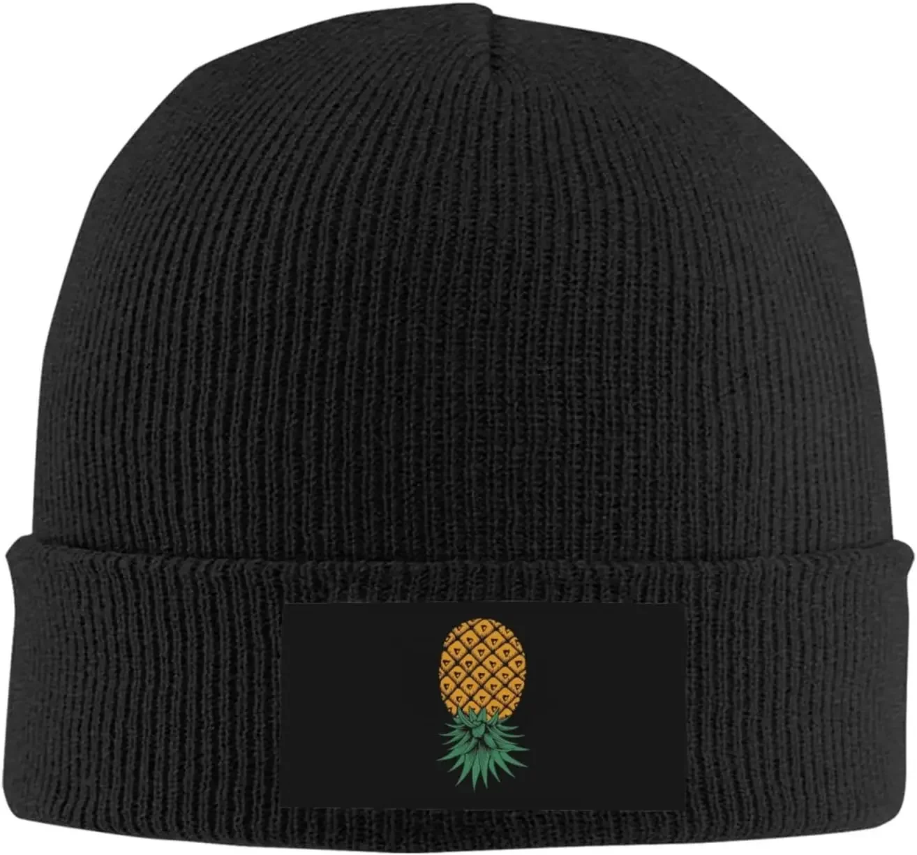 Upside Down Pineapple Beanie Hat Unisex Winter Warm Knitted  Black