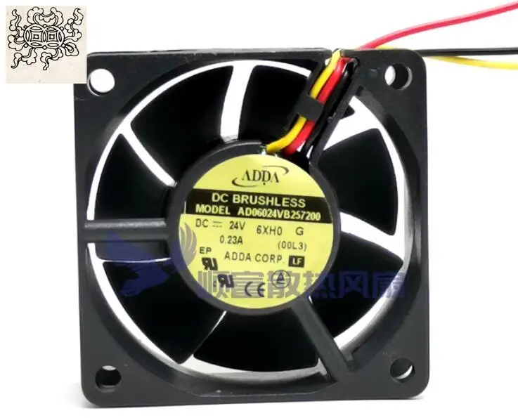 Ltsf ل ADDA AD06024VB257200 DC 24V 0.23A 60x60x25mm 3-Wire مروحة تبريد الخادم