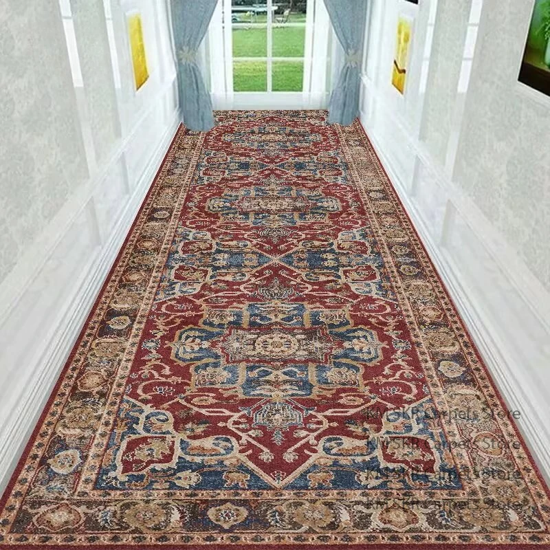 Tapis de couloir Long de Style persan rétro, léger, de luxe, style bohémien, décoration de Hall, d'allée, antidérapant, pour hall d'entrée, escaliers