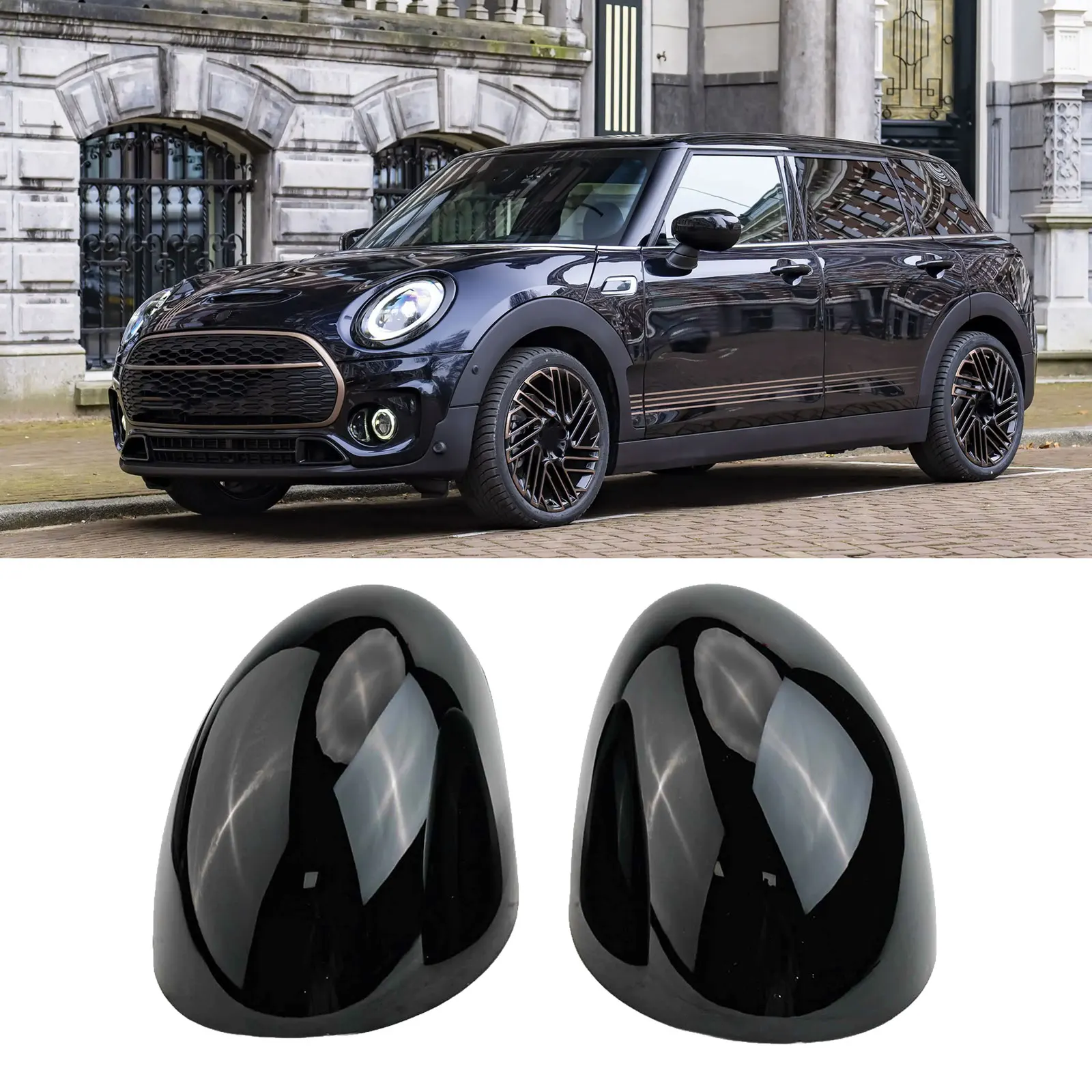 2x Gloss Black Wing Mirror Cover Cap Casings For Mini F54 Clubman For F55 5DR F56 3DR Hatchback For F57 Convertible For F60