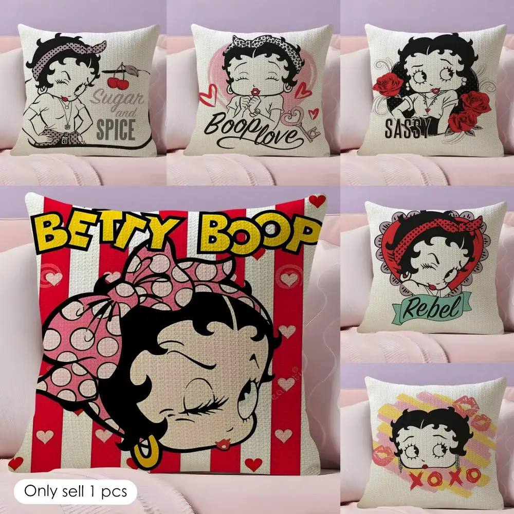 Cartoon B-Betty Boop Cushion Cover Natural Linen Pillow Case Double-Sided Print Decorative Sofa Pillowcase Home Decor Gift