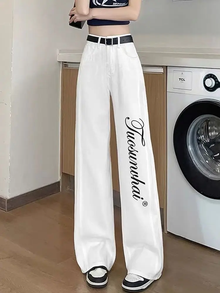 

Women's High Waist Baggy Jeans Straight Wide Leg Denim Pants Casual Trendy Loose Slimming Trousers Spring Autumn Streetwear