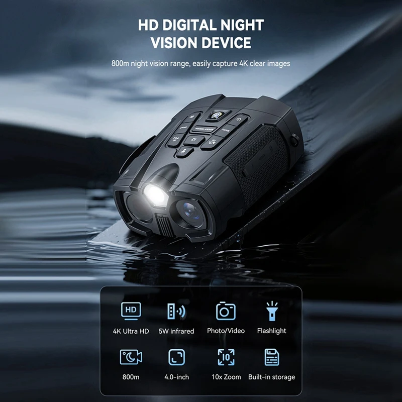 

Монокуляр ночного видения 4K, цифровой телескоп, монокуляр с 10-кратным зумом, портативное ИК-устройство ночного видения для исследования на открытом воздухе