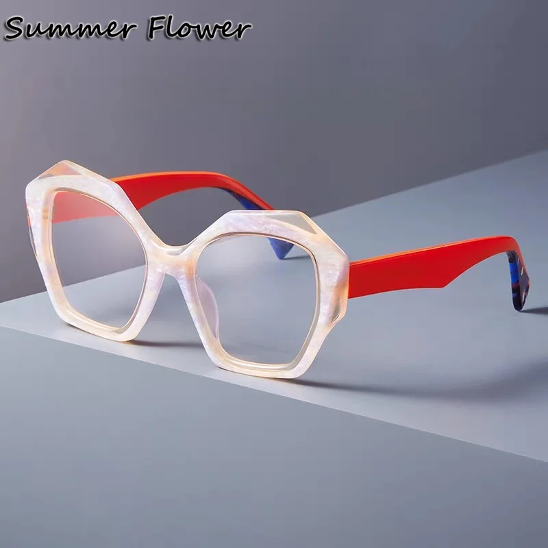 

Butterfly Women Glasses Oversize Big Circle Optical Eyewear Frame Colorful Acetate High End Gafas for Prescription Lenses Female
