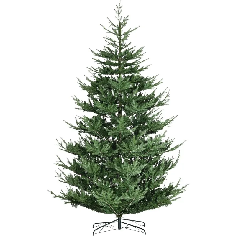 9 Foot Artificial Christmas Tree, Pine Hinged Xmas Tree with 1939 Realistic Branches, Steel Base, Auto Open, Green