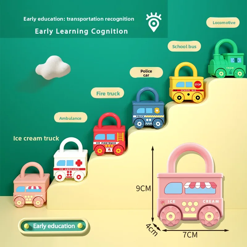 Boy Early Education Shape Pairing Unlock Train Team Key Car Coasting Baby Educational Toys
