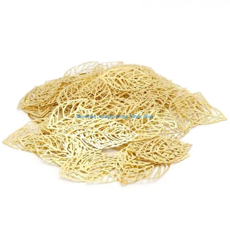 

E56A Pack of 100 Metal Filigree Connectors Metal Craft Embellishments Gift Wrapping Embellishments Iron Craft Leaves