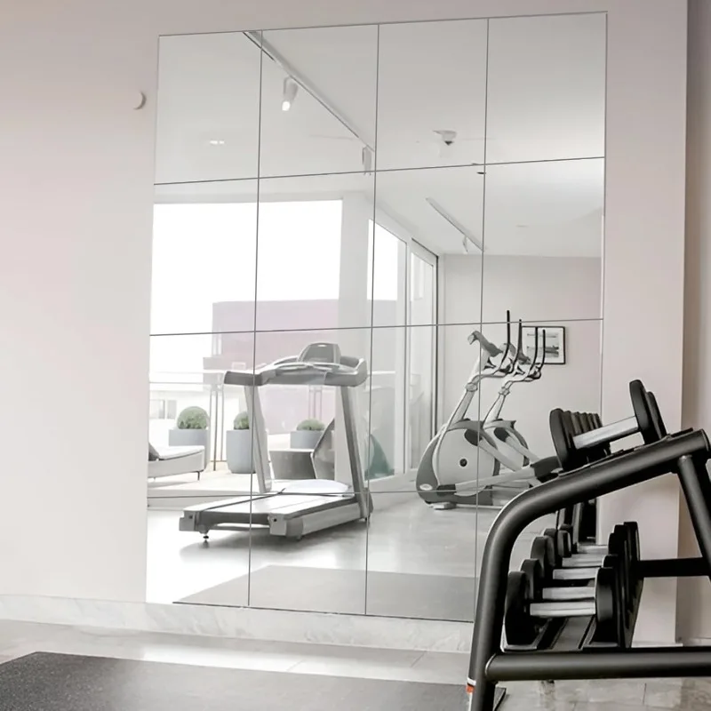 

Gym Mirror Tiles 11"x 14"(16 Pcs), Self Adhesive Mirror Panels for Safe, Wall Mounted Full Body Mirror Tile,