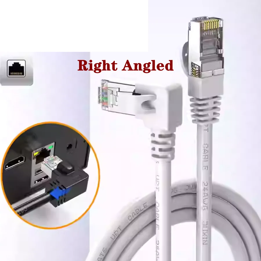 5M 3M 10M White Cat6 Ethernet Cable RJ45 Network Cord Patch 90 Degree Right Angle Cat6a Lan Short Cable For Laptop Router TV BOX