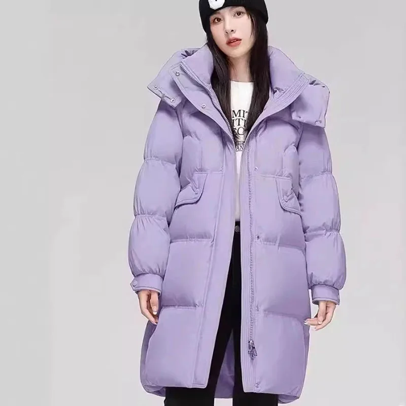 여성 파커 따뜻한 후드 두꺼운 흰색 거위 여성 다운 재킷 2025 새로운 겨울 패션 고품질 여성 다운 재킷 H329