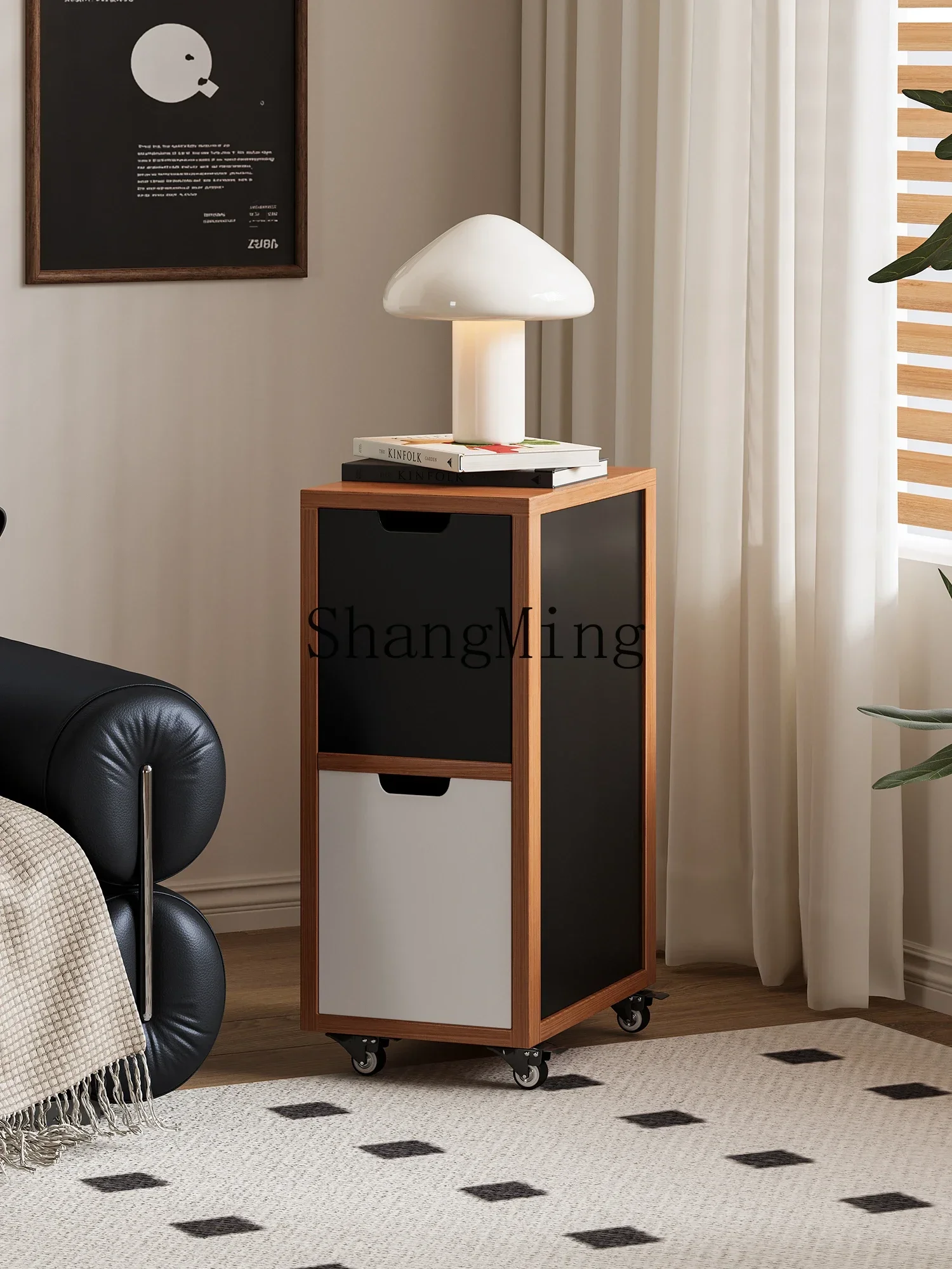 CL  color matching bedside table minimalist bedroom bedside narrow cabinet extremely narrow movable