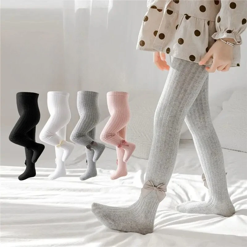 Mädchen Strumpfhosen Hohe Taille Kinder Strumpfhosen Nette Bowknot Strumpfhosen Für Mädchen Gestrickte Baumwolle Winter Baby Mädchen Kleinkind Strumpf