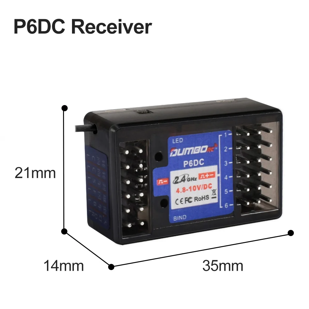 DUMBORC X6F/X6FG/P6DC/X6DCG 2.4G 6CH Radio Control Systeem Ontvanger voor X4 X5 X6 X6P Zender RC Auto Boot Afstandsbediening