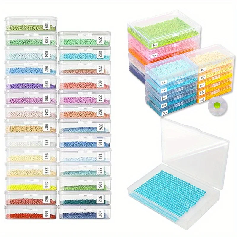 Transparent flip plastic storage box, handmade DIY diamond painting bead packaging box, small accessory storage box