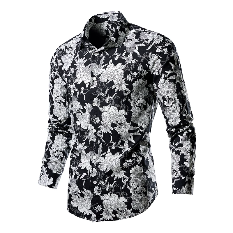 Chemise à manches longues en coton imprimé fleuri pour hommes, chemises décontractées pour hommes, coupe couvertes pour hommes, bureau, grande taille, nouvelle mode, offre spéciale