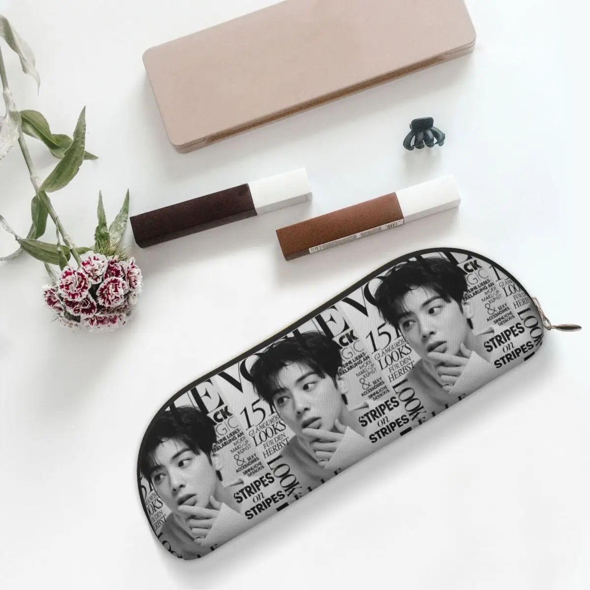 مقلمة Cha EunWoo Kpop Astro وحامل أقلام وحامل أدوات مكتبية للتخزين وحقيبة أقلام رصاص ذات سعة كبيرة لمدرسة الأولاد والبنات