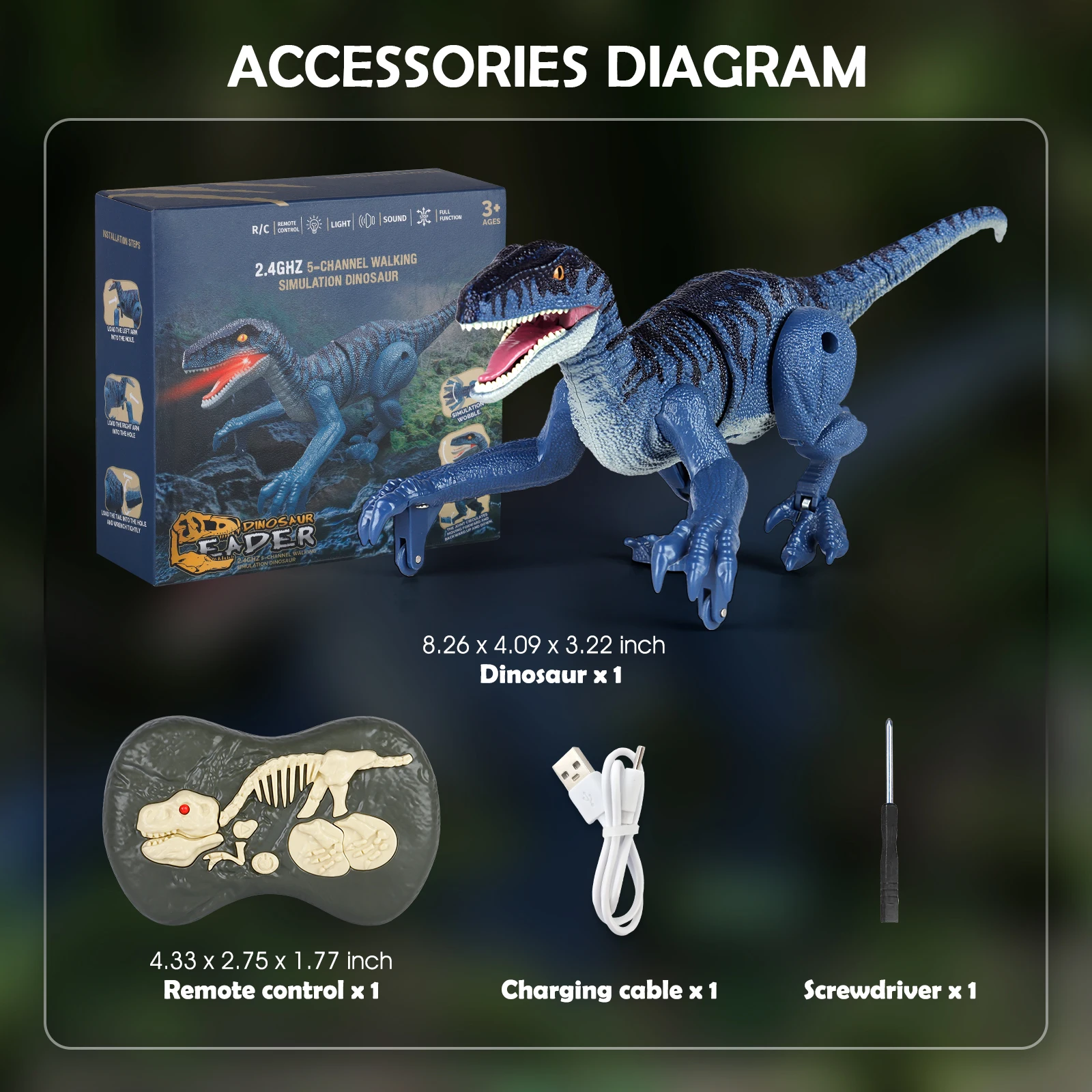 Juguete de dinosaurio con Control remoto para niños y niñas, Robot Velociraptor de 2,4 GHz con sonido de verisimetría, regalo