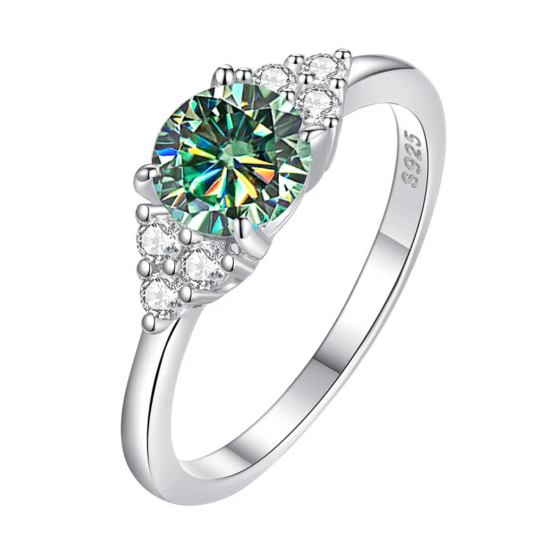 JOIAS HOME Silver 925 1CT/6.5mm D Color Moissanite D Women's Ring 925 Sterling Silver Solid Ring, Wedding Ring, Engagement Ring