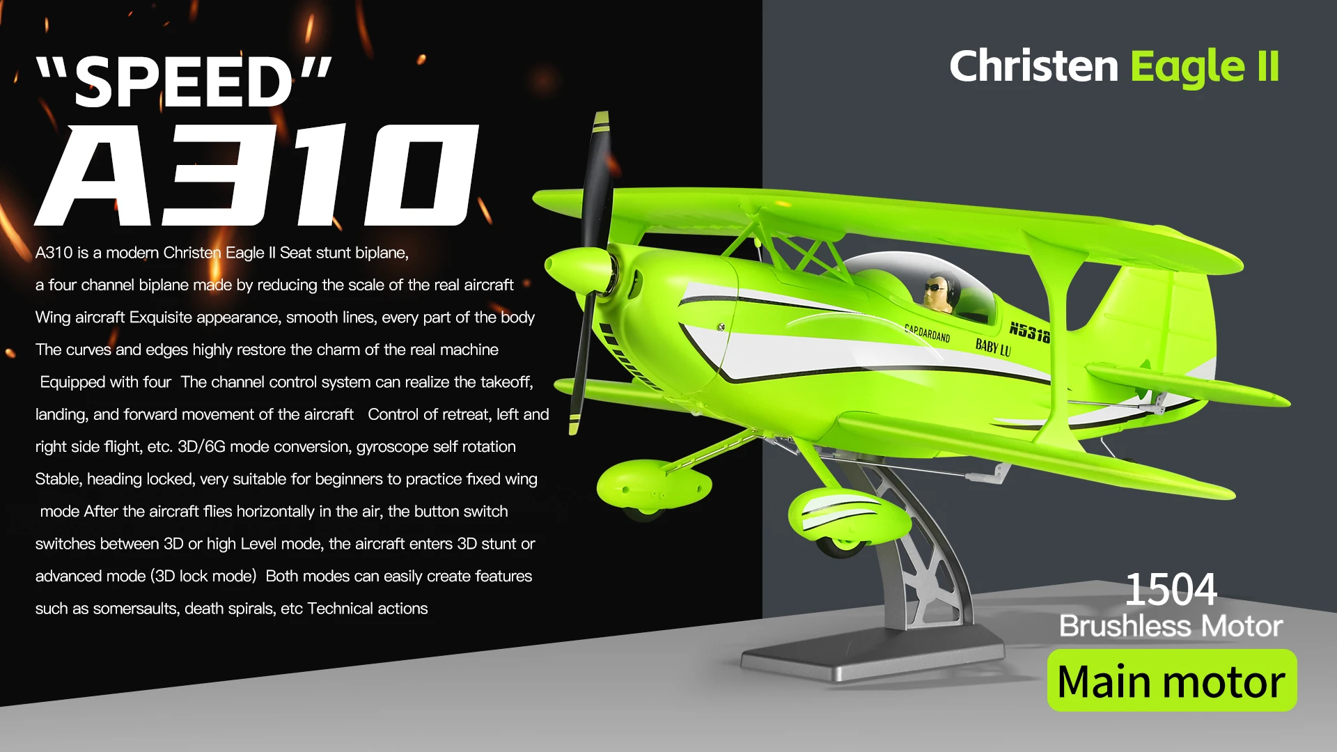 2026 WLtoys Remote-Controlled Aircraft A310 Brushless Motor 3D/6G With Gyroscope Dual Wings Four Channel Airplane Boy Toy Gift