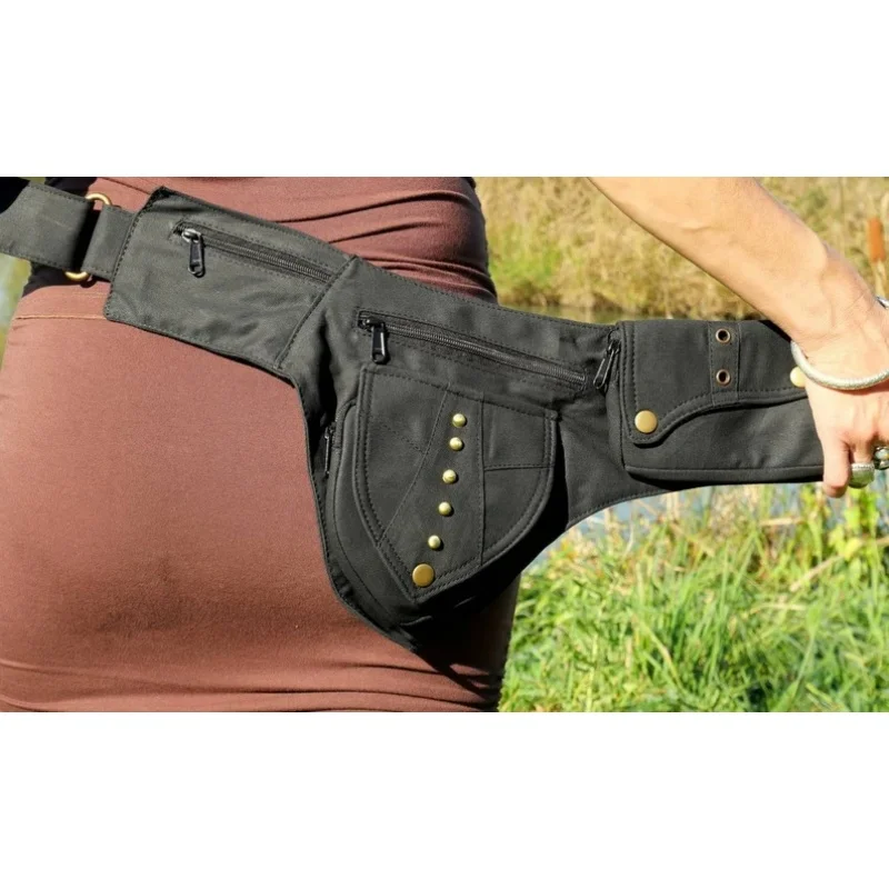 Fashion Multi Pocket Belt Waist Packs Multis Functional Vintage Phone Pouch Adjustable Strap Outdoor Travel Waist Bag