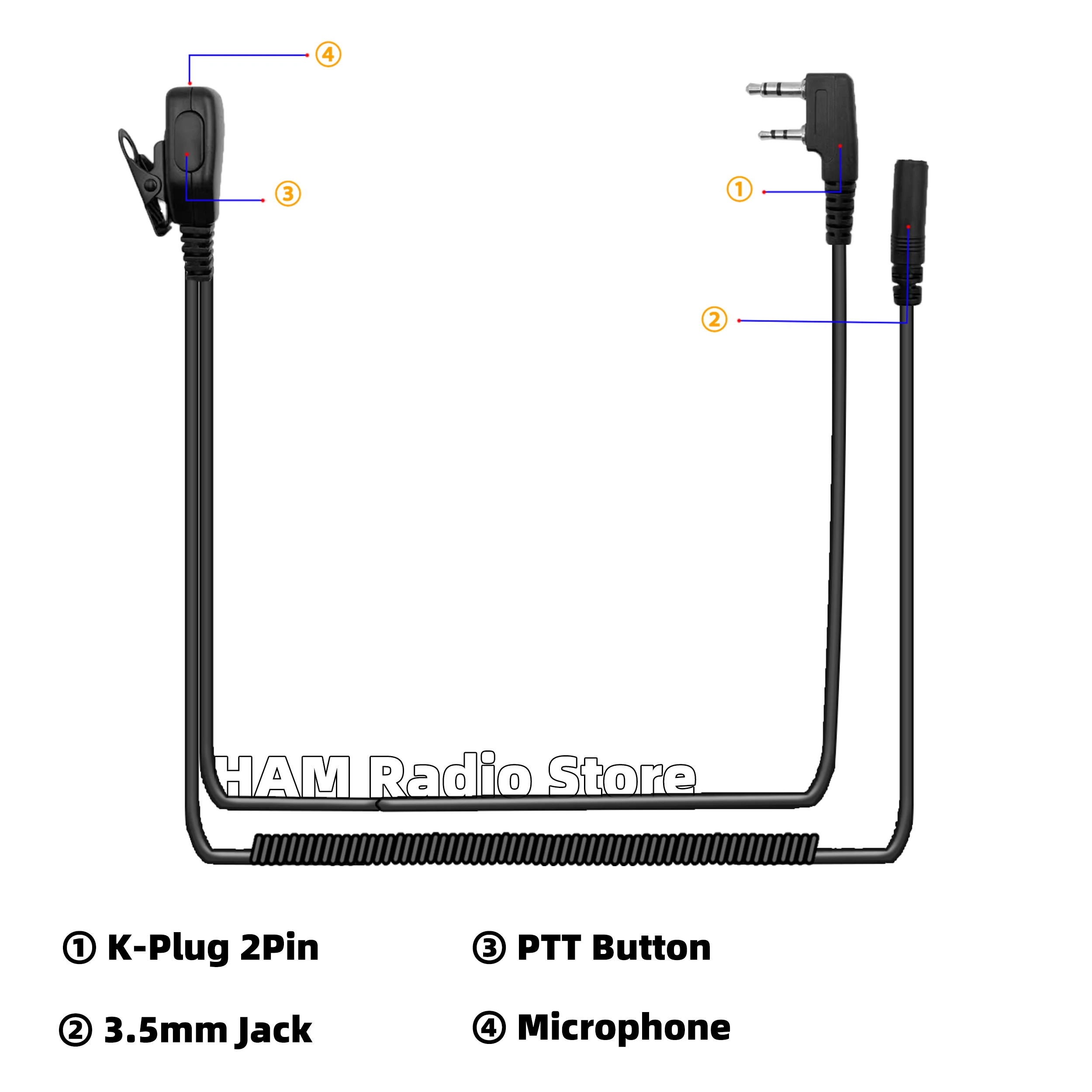 العالمي 2 دبوس إلى 3.5 مللي متر أنثى الصوت سماعة سماعة نقل كابل مع PTT هيئة التصنيع العسكري ل كينوود Baofeng Quansheng اسلكية تخاطب