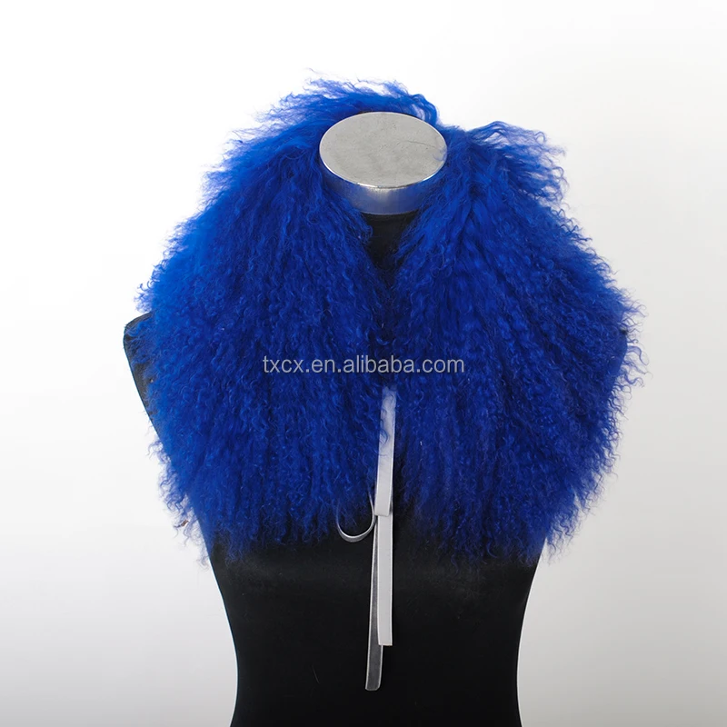 Curly Genuine Mongolian Lamb Fur Collar Soft Warm Elegant Fashionable for Outerwear