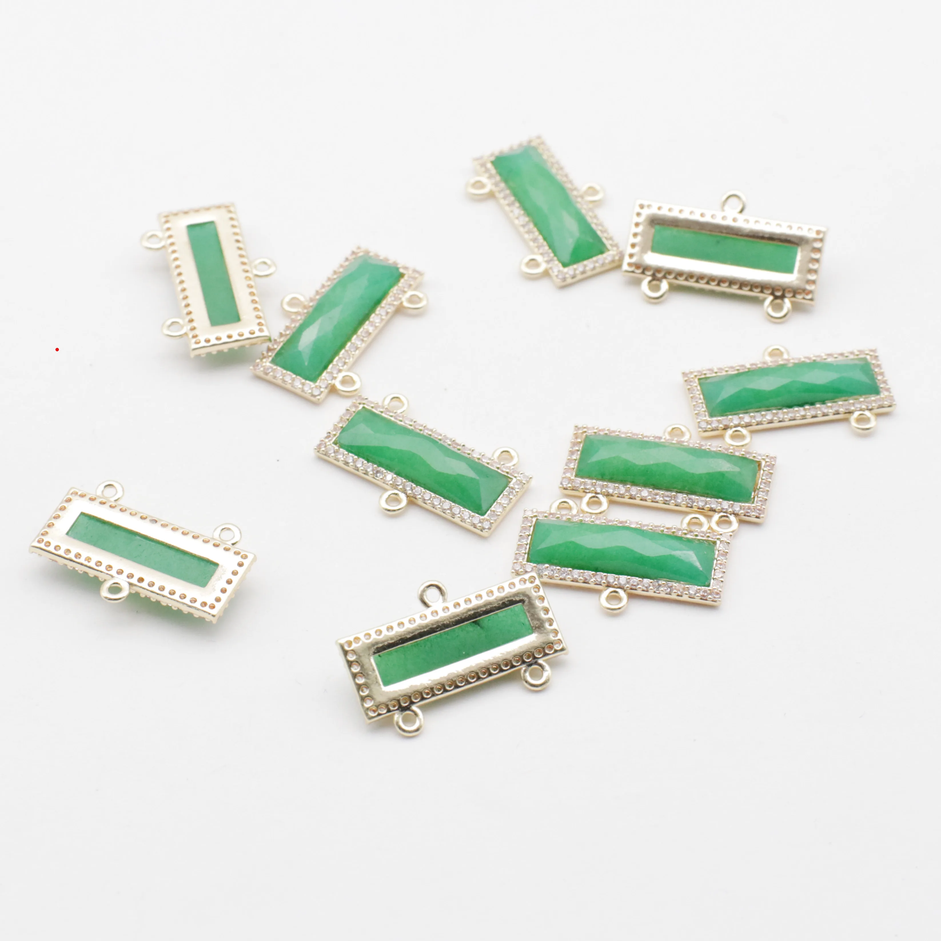 Gains 10x23MM Natural Stone With Rectangle Brass Base Plated Connector Jewelry Design Fitting  Accessories Free Shipping