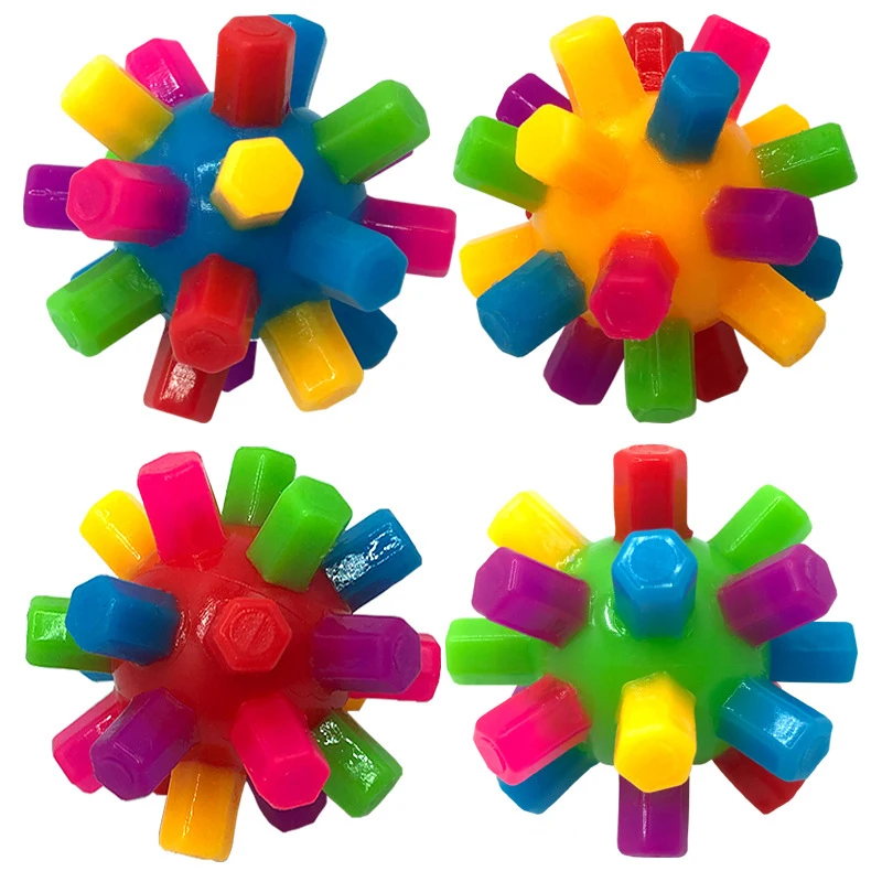 

3Pcs Novelty Funny Sensory Training Mini Colorful Column Ball Creative Puzzle Stretch Rainbow Fireworks Ball Decompression Toys