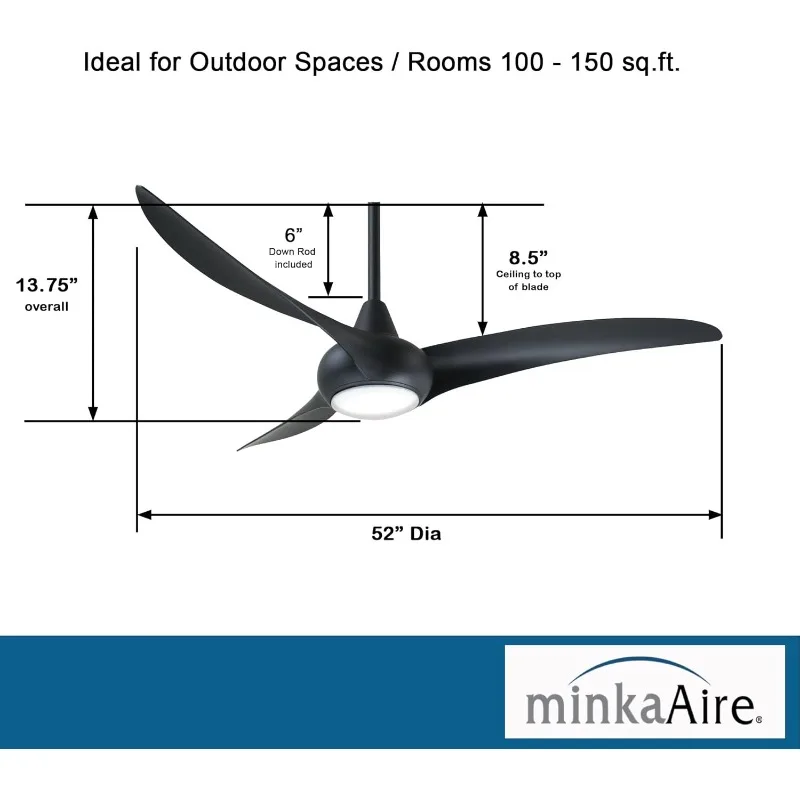 MINKA-AIRE F844-CL Light Wave 52 Inch Ceiling Fan with Integrated LED Light in Coal Finish