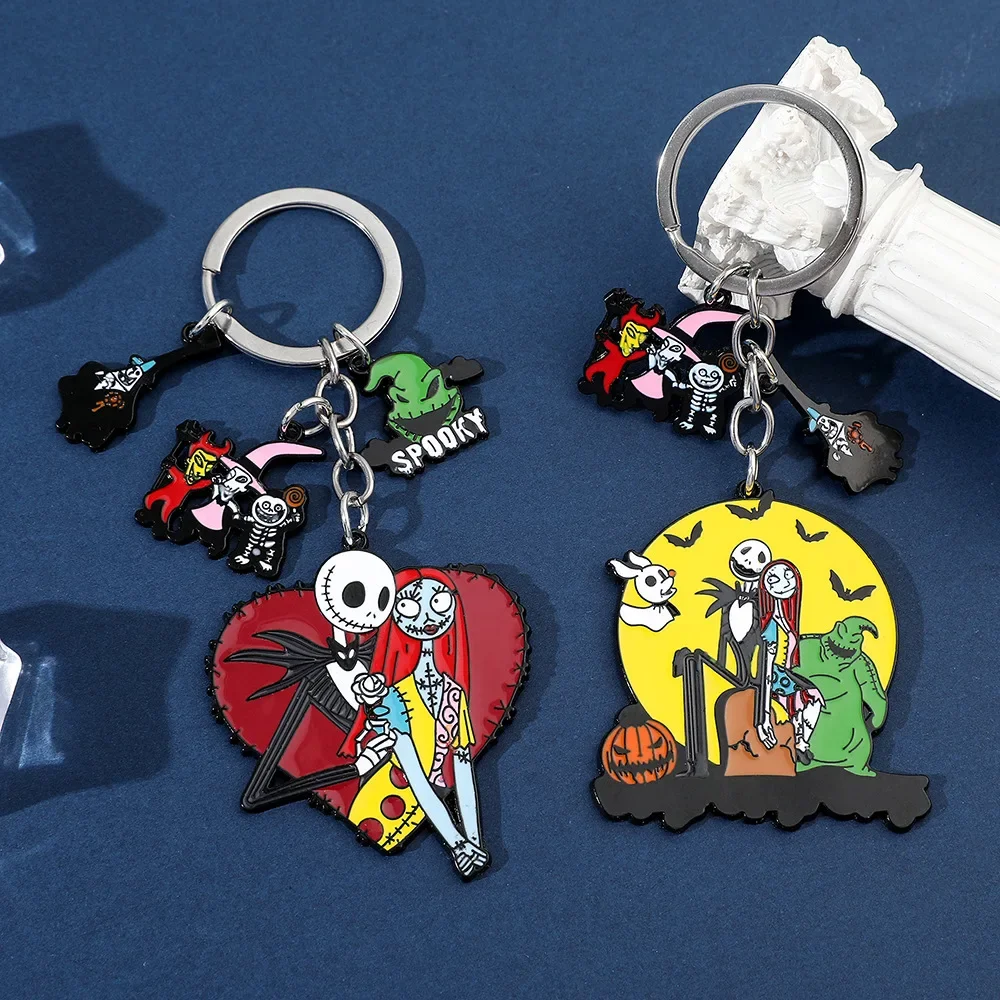 

The Nightmare Before Christmas Keychain Sally Jack Skellington Halloween Keyrings Car Key Holder for Couple Jewelry Gifts Kids