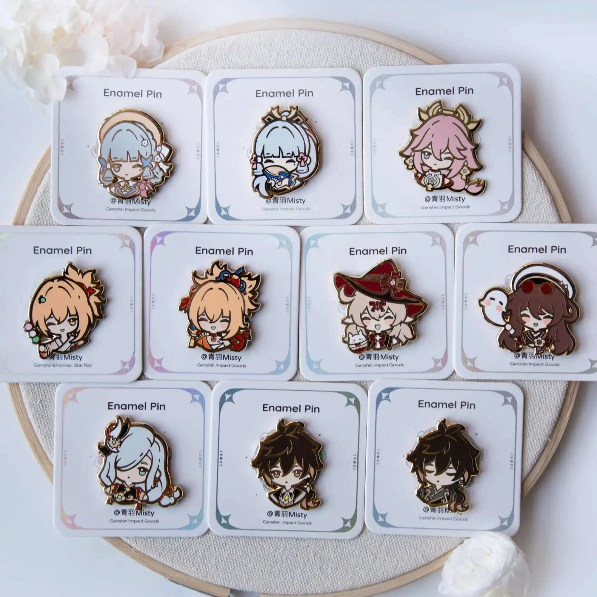 

Anime Genshin Impact Game Ambitus Yae Miko Colleagues Acg Upper Body Figure Imitation Enamel Metal Badge Decorate Small Gift