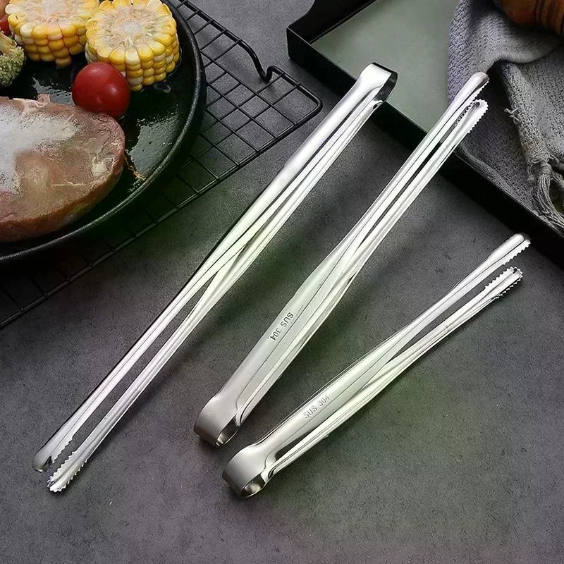 1PC Stainless Steel Barbecue Tongs Kitchen Tongs, Vegetable Tongs Reusable Barbecue Meat Tongs Cooking Tweezers Kitchen Tools