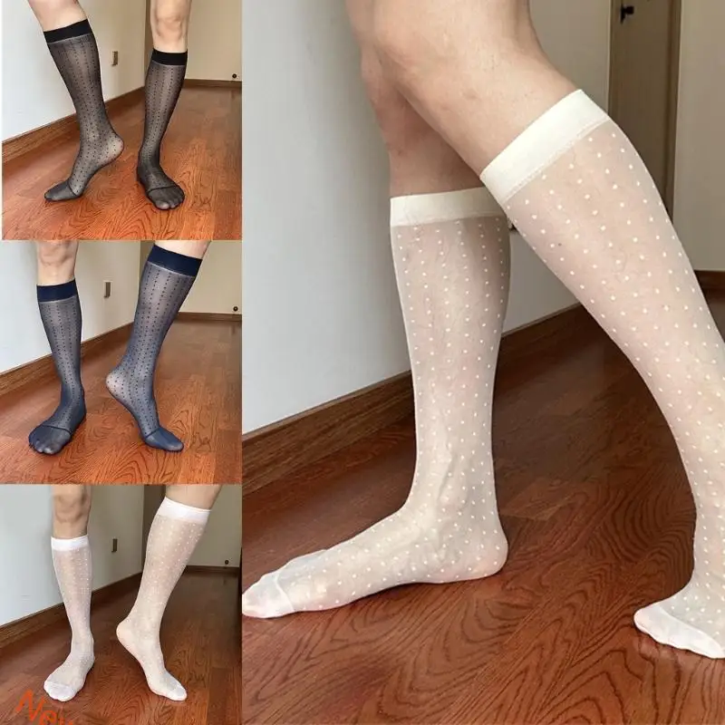 

Men's Sheer Casual Socks Knee Highs Dress Socks Nylon Over the Calf Dress Socks