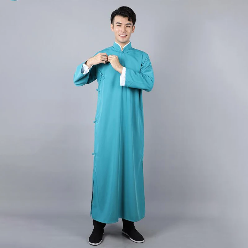 Traditional Chinese Robe Men's Long Shirt Chinese Style Best Man Team Cloth Men's Performance Clothing Casual Wear