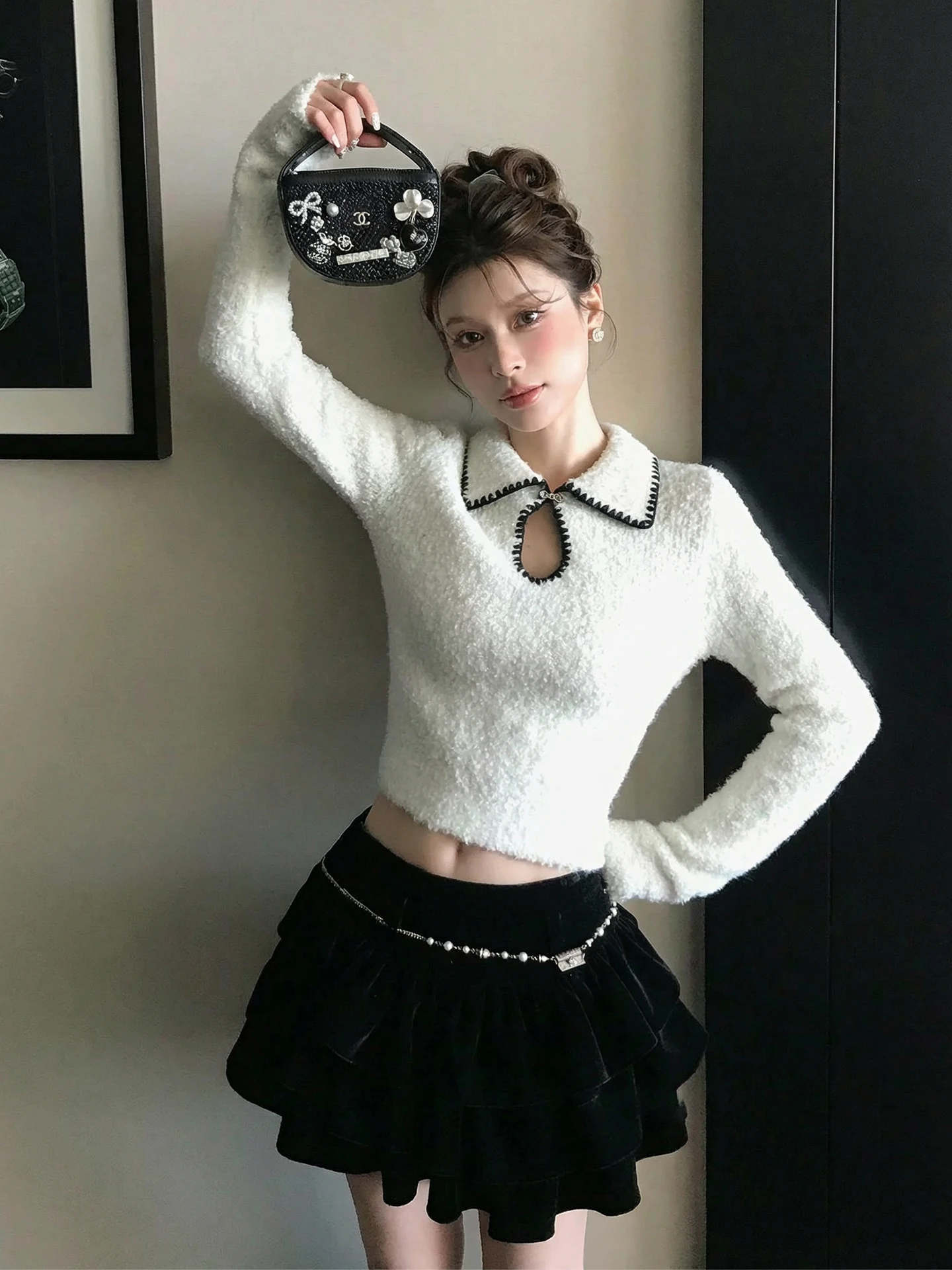 

Women's Hollow out Knitted Sweater Autumn Winter Slim Fit ort Sle Casual Long Sve Top Soft Cozy Faion Luxury Sle