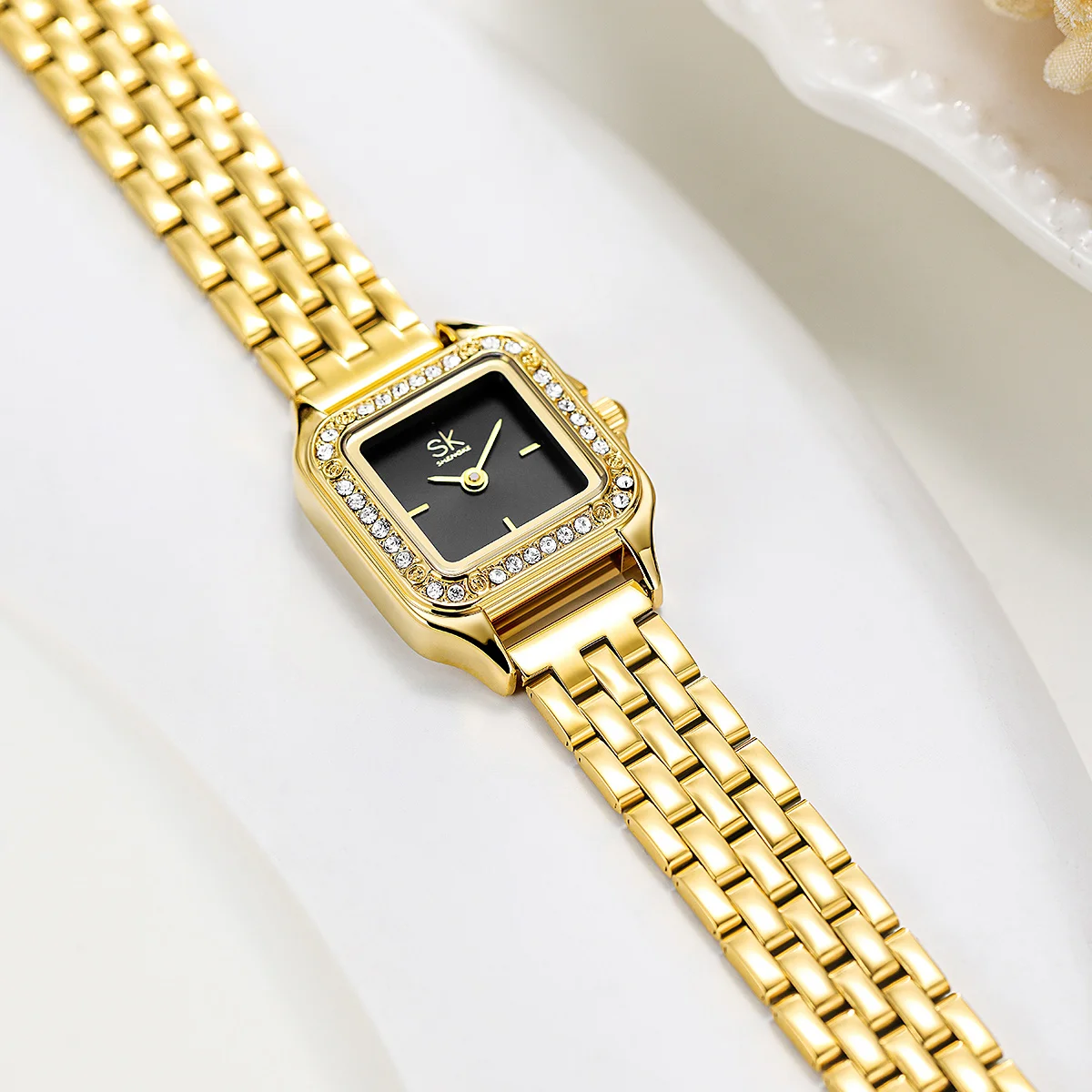 Orologio da polso in oro con diamanti di lusso a mano con cinturino in acciaio inossidabile da donna di nuova moda per donna Relojes Hombre