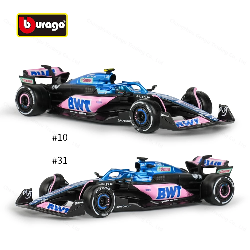 Bburago-Modèle réduit de voiture de course F1, BWT Alpine 2023, A523 #10 #31, en alliage moulé sous pression, échelle 1:43