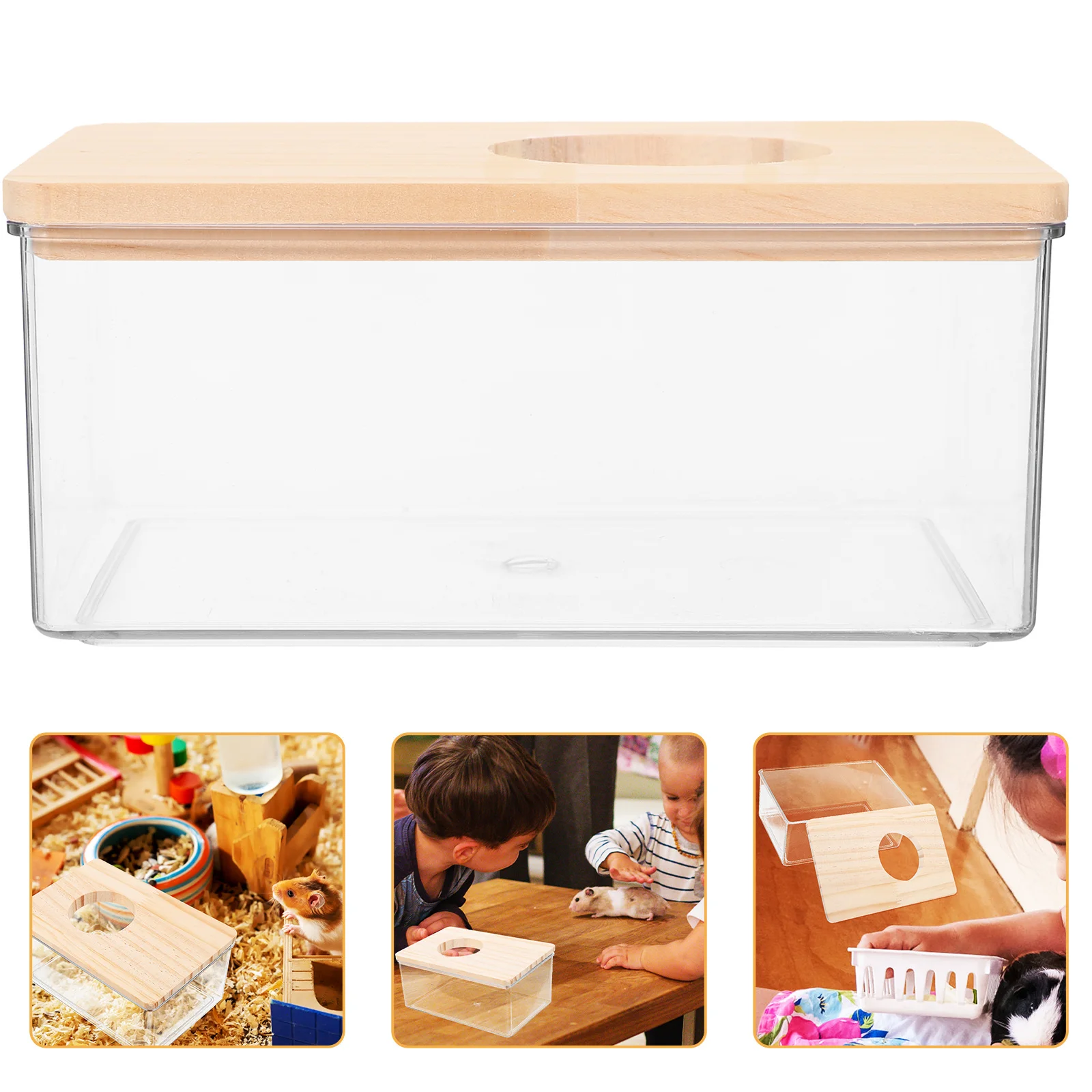 

2pcs Sand Bath Box For Hamsters Chinchillas Acrylic Transparent Lightweight Reusable Small Pet Bathtub Cage Supply