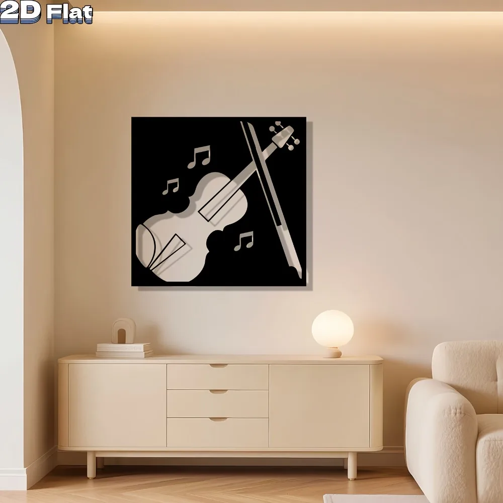 CIFBUY Vintage Violin Music Notes Iron Wall Art Waterproof Metal Decor Durable Sign for Living Room Garden Home