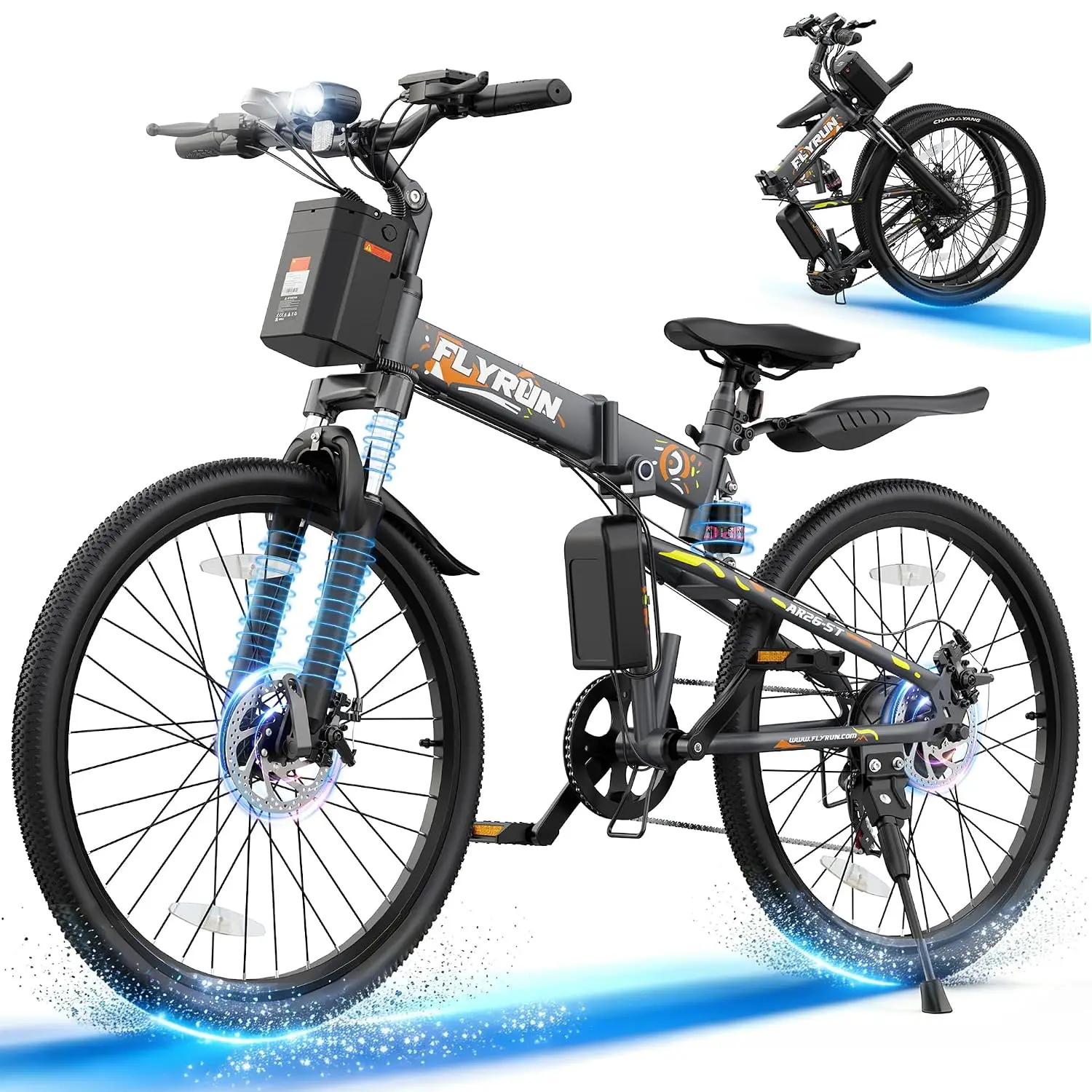 Folding Electric Bike 750W Motor 48V Removable Battery 25MPH 50 Miles Dual Disc Brakes Full Suspension All Terrain, Customized