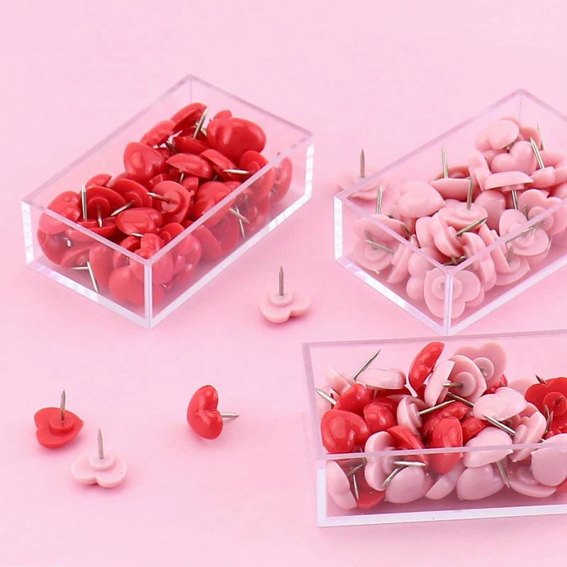 New-Love Heart Shape Push Pins Safety Colored Push Pin Cork Board Thumbtack Wall Pins School Stationery Office Binding Supplies