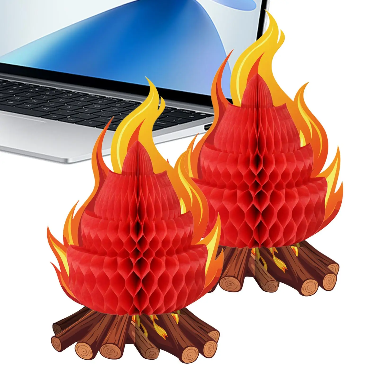 2pcs mini Fake Fire Artificial Flame Camping Decoration Realistic 3D Bonfire Cardboard Party Centerpiece Props For Home Room