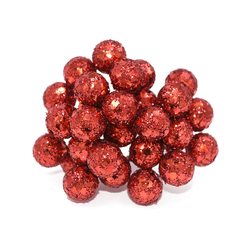 50pcs/lot Glitter Gold Fruit Christmas Artificial Berries Artificial Flowers Stamens For Wedding/Christams Party DIY Decoration