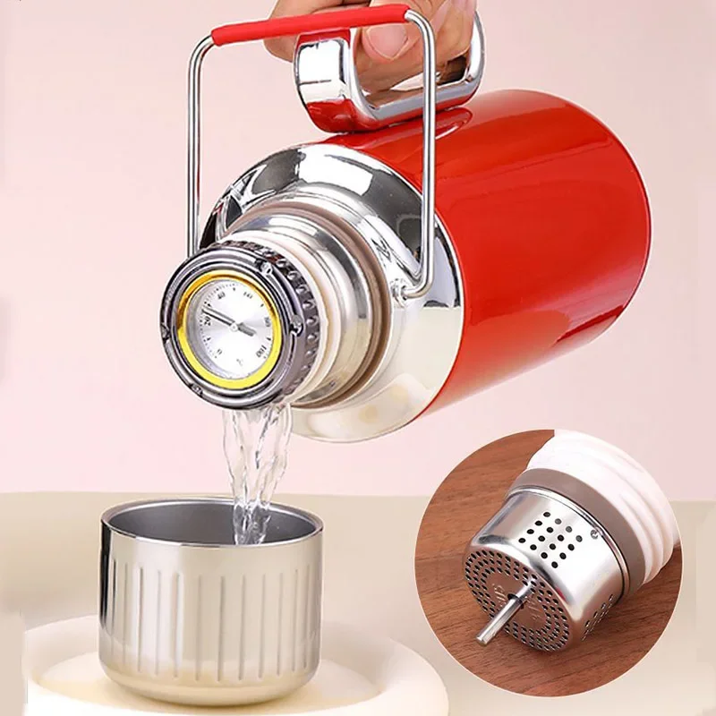 800ML Large-capacity THERMOS CUP/VACUUM FLASKS With Handle And Temperature Display,Gift,Inner And Outer Double-lid Water Bottle