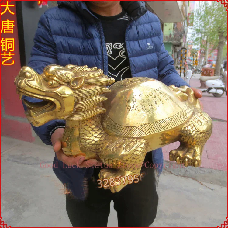 49CM Huge -home Porch lobby TOP efficacious Protection Mascot thriving business Gold Dragon Fish Arowana FENG SHUI statue